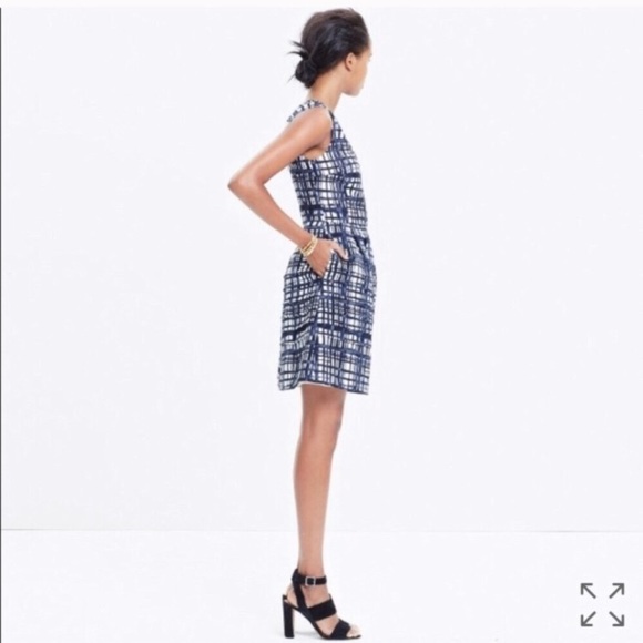 NWT Madewell midnight dress in brushstroke plaid - Picture 4 of 8